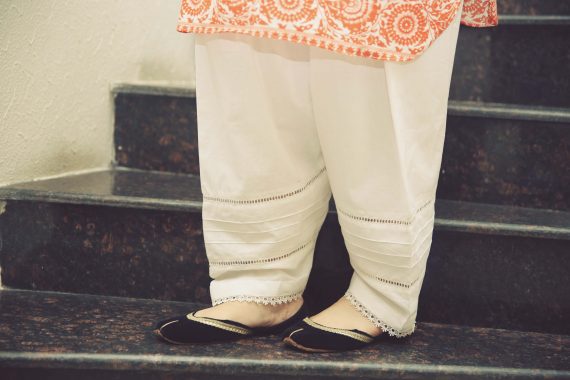 Traditional white cotton shalwar for women